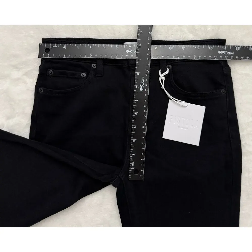 Pistola Audrey Mid Rise Skinny Jeans Dark Vinyl Black Stretch Size 27 NWT